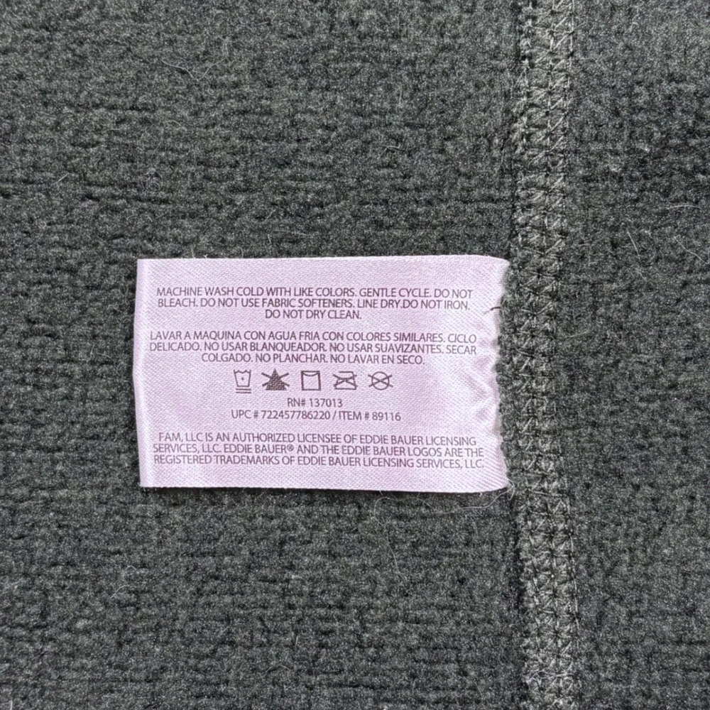 Eddie Bauer XL Quarter Zip Sweater Fleece Green Pullover Nylon‎ Panels